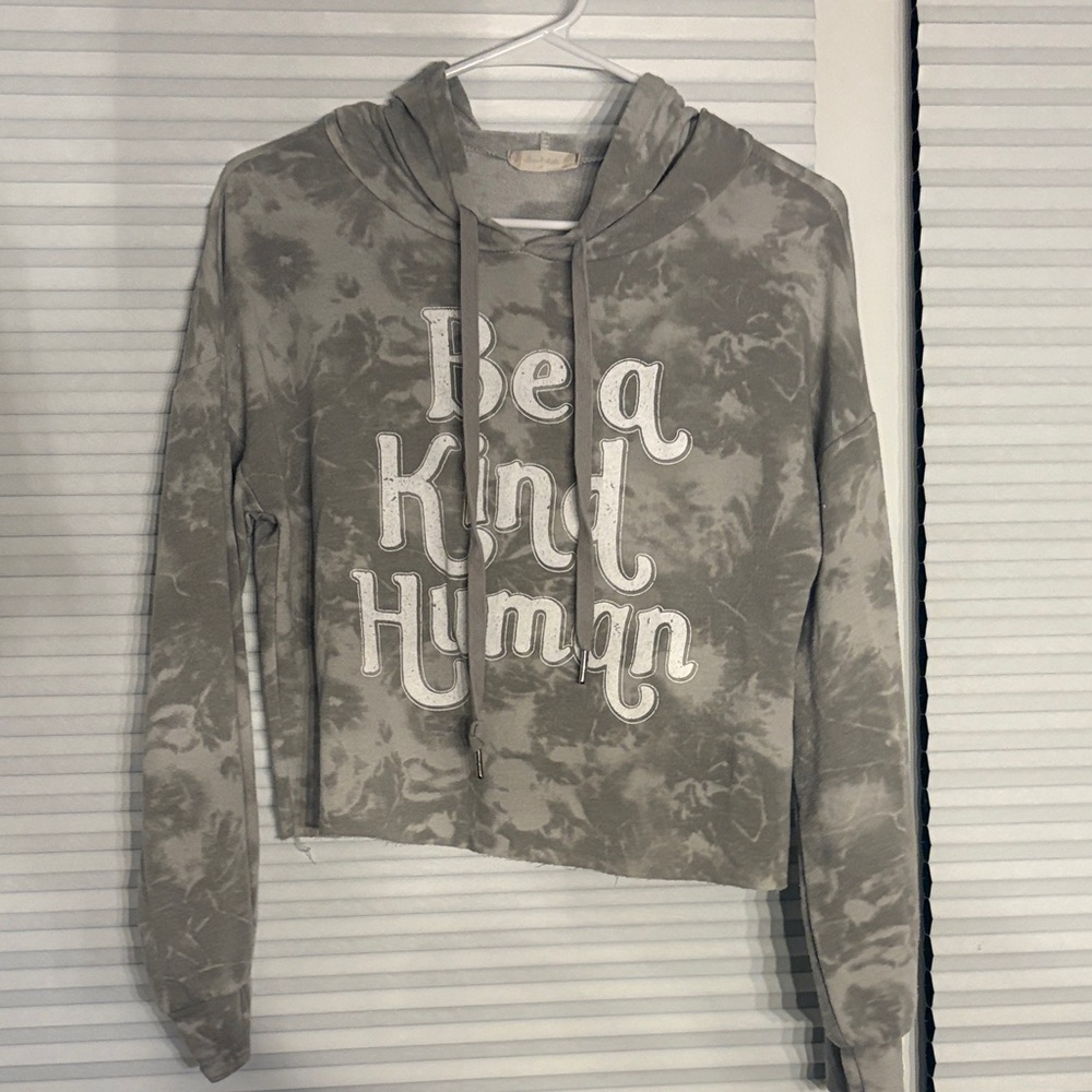 Altar'd State Gray Tie-Dye Hoodie with Positive Message